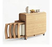Table de Salle à Manger Pliante Extensible avec 1 tiroir de Rangement caché et 4 roulettes, 140 cm, Table Peu encombrante for Petits espaces, Salon et Cuisine(4 Chairs)