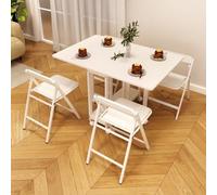 Table de salle à manger pliante extensible en bois pour économiser de l'espace avec 4 chaises - Dinette mobile en bois massif pour petits appartements et salles à manger (120 cm)