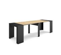 Table de salle à manger pliante extensible moderne pour 12 personnes en finition noir et chêne