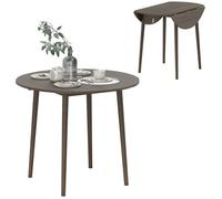HOMCOM Table à Manger Pliante, Table de Cuisine Ronde Ø 89 cm pour 4 Personnes avec 2 abattants, Pieds en Bois de pin, Design Moderne, pour Petits espaces, Gris