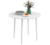 HOMCOM Table à Manger Pliante, Table de Cuisine Ronde Ø 89 cm pour 4 Personnes avec 2 abattants, Pieds en Bois de pin, Design Moderne, pour Petits espaces, Blanc