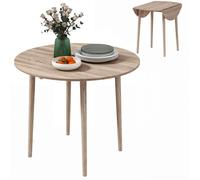 Table de salle à manger pliante HOMCOM pliante de cuisine 2 abattants - table ronde extensible - peu encombrante avec pieds en bois