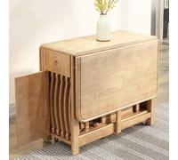 Table de salle à manger pliante mobile avec tiroir, gain de place, design feuilles tombantes, peut contenir 4 chaises, idéale pour la cuisine et la salle à manger
