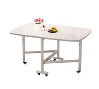 Table de salle à manger pliante mobile en bois avec roulettes, design rectangulaire extensible pour petits espaces, 4 à 6 places