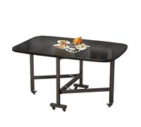 Table de salle à manger pliante mobile en bois avec roulettes, design rectangulaire extensible pour petits espaces, 4 à 6 places
