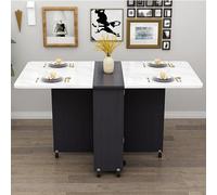 Table de salle à manger pliante mobile polyvalente avec 6 roulettes extensibles Motif feuilles 2 étagères de rangement ouvertes Table de cuisine roulante parfaite pour salle à manger et travail