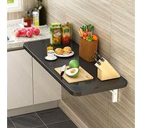 Table de salle à manger pliante multifonction à fixation murale avec établi pour buanderie/bar, petite taille familiale, 4 couleurs, comptoir de cuisine flottant, comprend un support (noir, 60 x 40
