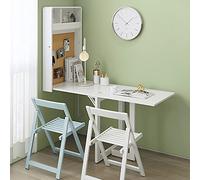 Table de salle à manger pliante murale avec 2 chaises pliantes - Bureau pliable robuste pour cuisine et salon