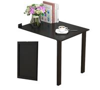 Table de salle à manger pliante murale - Bureau flottant pliable avec pieds de soutien, motif feuilles tombantes en bois pour cuisine et buanderie, 75 x 45 x 74,9 cm