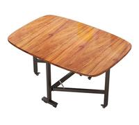 Table de salle à manger pliante peu encombrante avec battant et roulettes - Table d'extension en bois pour salle à manger/salon - Table de cuisine mobile - Finition marron