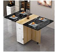 Table de Salle à Manger Pliante, Petite Table de Salle à Manger Polyvalente avec 6 roulettes et 3 Supports de Rangement, Table à abattant pour Petit Espace, Table de Salle à Manger Peu ENCOM