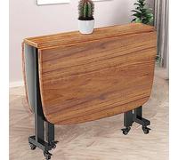 Table de salle à manger pliante rectangulaire extensible marron pour petits espaces Table de cuisine portable sur roulettes 100 x 60 cm Solution gain de place pour la maison