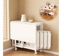 Table de salle à manger pour 4 chaises avec plateau rabattable et roulettes Blanc 120 cm