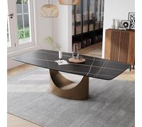 Table de salle à manger pour 8 personnes, plateau rectangulaire en pierre avec pieds en acier au carbone, grande table moderne de 200 cm pour la maison et la cuisine
