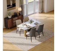 Table de salle à manger pour 8 personnes, plateau rectangulaire en pierre avec pieds en acier au carbone, grande table moderne de 200 cm pour la maison et la cuisine