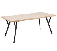 Table de Salle à Manger Rectangle 180 x 90 cm en MDF et Acier Bois Clair et Noir