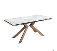Table de salle à manger rectangulaire à rallonge en marbre porcelaine et acier effet noyer 1120 - ANGEL CERDÁ