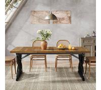 Table de salle à manger rectangulaire de style industriel 180*80 cm, table de cuisine avec structure en métal pour 6 à 8 personnes, table marron pour cuisine et salon PLATEAU SPACIEUX : Cette table à 