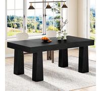 Table de salle à manger rectangulaire en bois noir de 160 cm de large, design moderne avec pieds fuselés, idéale pour la cuisine, un café ou un restaurant. À propos de ce produit :✅ Différentes option