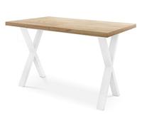 Table De Salle à Manger Rectangulaire Extensible - Grande Table De Style Moderne Avec Pieds Métalliques Blanc - 120 à 220 Cm - Compacte - Chêne Craft