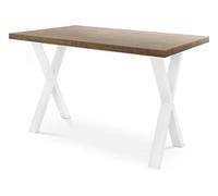 Table De Salle à Manger Rectangulaire Extensible - Grande Table De Style Moderne Avec Pieds Métalliques Blanc - 160 à 260 Cm - Compacte - Chêne