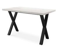 Table De Salle à Manger Rectangulaire Extensible - Grande Table De Style Moderne Avec Pieds Métalliques Noirs - 140 à 240 Cm - Compacte - Marbre