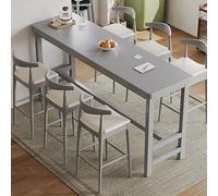Table de salle à manger rectangulaire industrielle en bois massif avec bords vivants pour sièges de bar - Élégance rustique pour espaces de salle à manger modernes