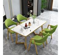 Table de salle à manger rectangulaire moderne avec dessus en imitation marbre et 4 chaises pour cuisine et salle à manger, petite table de négociation pour salle de conférence, N-120 x 70 x 75 cm