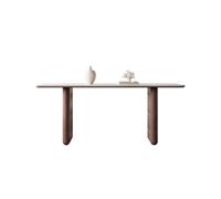 Table de salle à manger rectangulaire rétro avec plaque de roche en grain de bois, table longue en noyer simple pour la maison, 160 cm x 80 cm x 75 cm, élégante fourrure de salle à manger