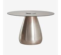 Table de salle à manger ronde Ø130 cm en verre trempé Mariana Gris brossé