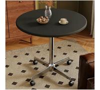 Table de Salle à Manger Ronde à roulettes, Table d'appoint de canapé, Tables Basses à Hauteur réglable, Bureau, idéale for Les Petits Bars et cafés, Mobile et Stable(Black,50cm/19.68in)