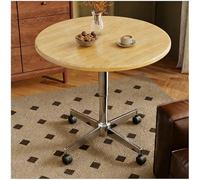 Table de Salle à Manger Ronde à roulettes, Table d'appoint de canapé, Tables Basses à Hauteur réglable, Bureau, idéale for Les Petits Bars et cafés, Mobile et Stable(Light Brown,60cm/23.62in)