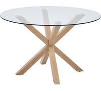 Table de salle à manger ronde ALEX, Ø120cm - Verre et métal - Style moderne