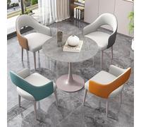 Table de salle à manger ronde avec 4 chaises, plateau en pierre, base en acier au carbone, pour petit déjeuner et loisirs