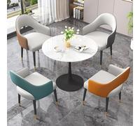 Table de salle à manger ronde avec 4 chaises, plateau en pierre, base en acier au carbone, pour petit déjeuner et loisirs