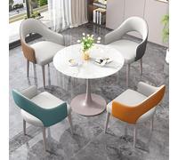 Table de salle à manger ronde avec 4 chaises, plateau en pierre, base en acier au carbone, pour petit déjeuner et loisirs