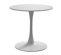 Table de salle à manger ronde blanche moderne avec plateau en MDF. Table basse nordique simple et élégante pour négocier le thé au lait ou profiter d'un repas sur le balcon. Petite table de cuisine