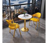 Table de salle à manger ronde compacte pour deux, finition imitation marbre, idéale pour les petits espaces, la cuisine ou les réunions de bureau