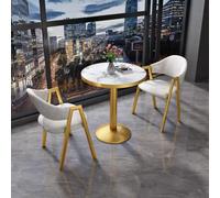 Table de salle à manger ronde compacte pour deux, finition imitation marbre, idéale pour les petits espaces, la cuisine ou les réunions de bureau
