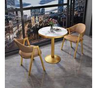 Table de salle à manger ronde compacte pour deux, finition imitation marbre, idéale pour les petits espaces, la cuisine ou les réunions de bureau