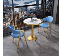 Table de salle à manger ronde compacte pour deux, finition imitation marbre, idéale pour les petits espaces, la cuisine ou les réunions de bureau