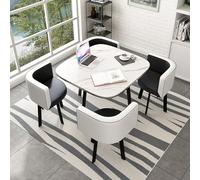 Table de salle à manger ronde compacte pour thé au lait, cuisine, petit déjeuner, bar, 80 x 75 cm, avec chaises assorties, parfait pour les petits espaces, design moderne, assemblage facile