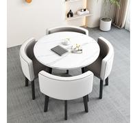 Table de salle à manger ronde compacte pour thé et café - Petite table de cuisine avec chaises 80 x 75 cm, parfaite pour la salle à manger et les espaces de bar