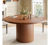 Table de salle à manger ronde de 119,4 cm pour 4 personnes, table de cuisine circulaire avec base en bandes de bois, tables de dîner modernes de style rustique pour cuisine, salon (noyer)