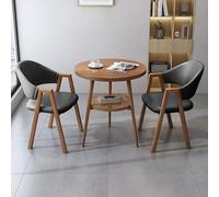 Table de salle à manger ronde de 60 cm avec 2 chaises peu encombrantes, idéale pour petit déjeuner, bar, bureau, balcon, salon, gris pour petits espaces