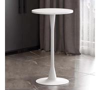 Table de Salle à Manger Ronde de 80 cm avec Base en Acier métallique de 74 cm de Hauteur, Petite Table de Cocktail en Forme de Tulipe étroite décorative du Milieu du siècle pour la Cuisine, Blanche