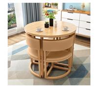 Table de salle à manger ronde de 80 cm et chaises pour économiser de l'espace - Réception de bureau - Dinette pour appartement, cuisine, balcon, salon, salle de conférence - Marron