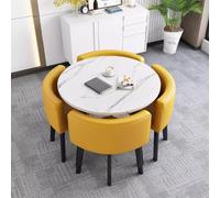 Table de salle à manger ronde de 89,9 cm pour 4 tables de conférence et de cuisine modernes polyvalentes avec 4 chaises. Ensemble élégant de meubles de réception et de négociation