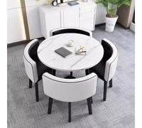 Table de salle à manger ronde de 89,9 cm pour 4 tables de conférence et de réception modernes et polyvalentes avec 4 chaises. Ensemble de meubles de cuisine élégants pour salle à manger et réunions
