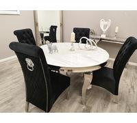 Table de salle à manger ronde de luxe 1,3 m Base chromée avec marbre blanc fritté pierre ou plateau en verre élégant pour les maisons modernes